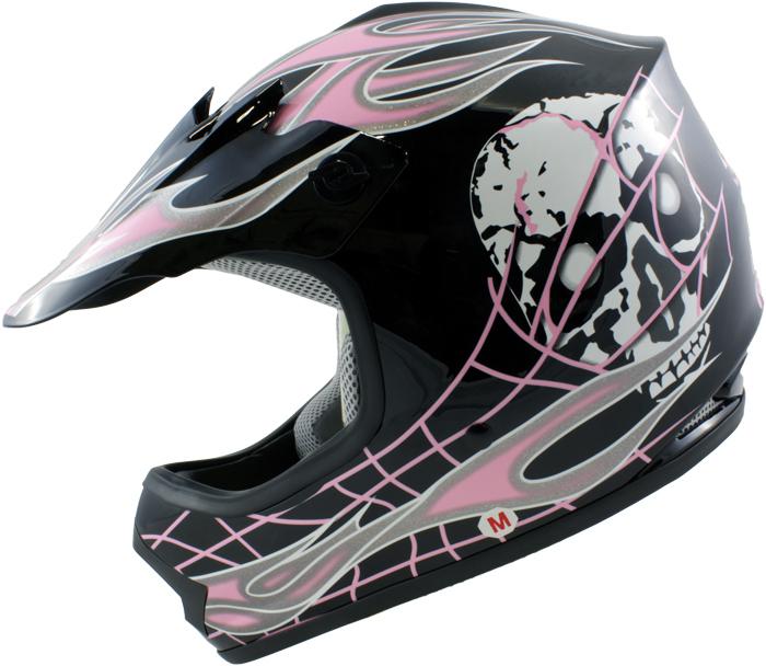 Youth black pink skull dirt bike motocross helmet mx ~l