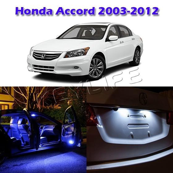 8x blue interior led dome map step lights package for honda accord 2003-2012