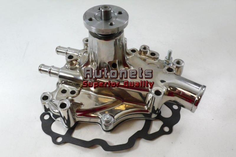 Sbf 260-289-302-351w chromed aluminum water pump 1969-87 ford left inlet hot rod