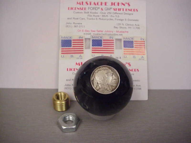1937 indian head nickel, custom made shift knob, (black pearl) jockey shift