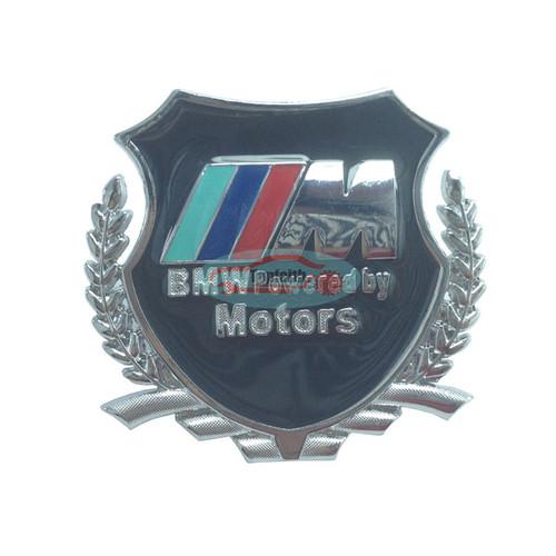 2pcs silver metal side powered by motors emblem badge sticker for ///m m3 m5 m6