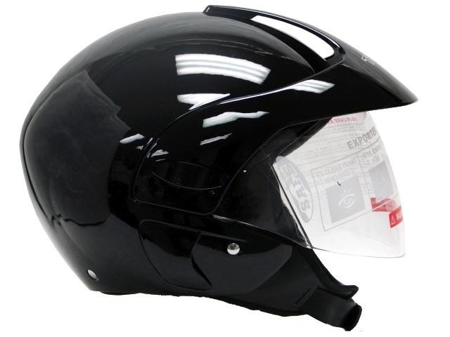 Motorcycle scooter open face street helmet dot - shiny black medium