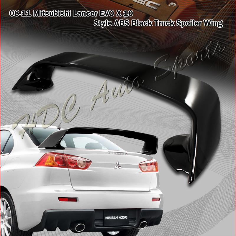 2008-2011 mitsubishi lancer evo x 10 abs plastic black rear trunk spoiler wing