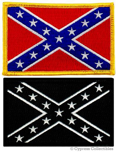 Lot of two southern biker patches embroidered iron-on confederate flag black red