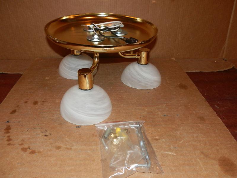 *12 volt 3 tier ceiling mount light polish brass with frosted covers 