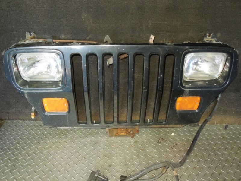 Black factory complete front grille, jeep wrangler yj, 1987-1995