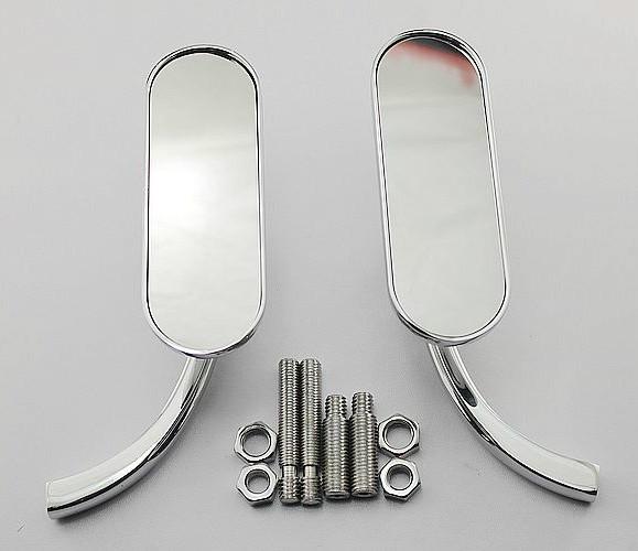 Chrome mini oval mirror set left & right for harley metric victory 