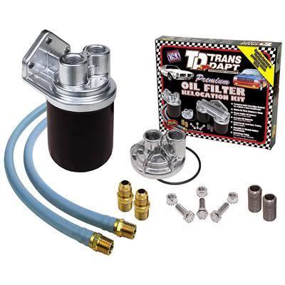 Trans-dapt 1120 oil filter relocation kit single filter 30" length hoses kit