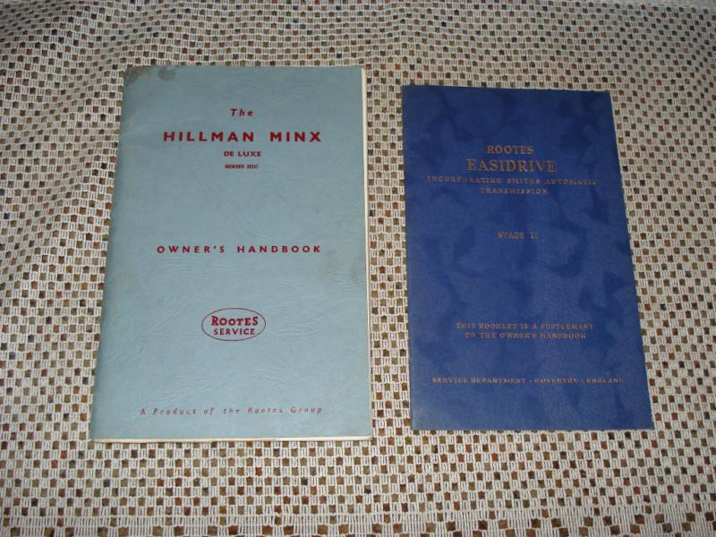 1961 hillman minx de luxe owners instruction manual plus extra original book 