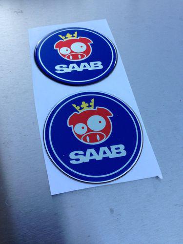 Saab blue rally pig emblem decal 9-2x hood trunk 2.5"/63.5mm us seller!