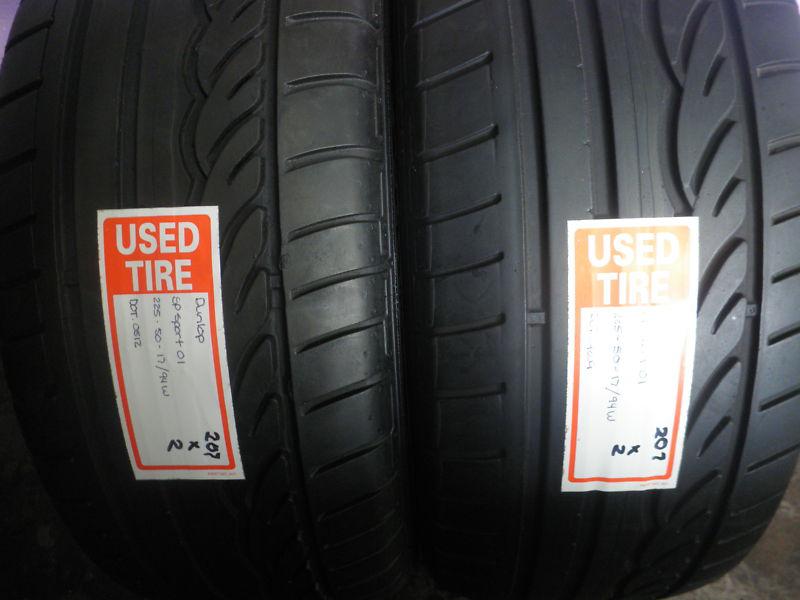 Used 225/50r17 dunlop sp sport 01 rft run flat 225/50/17 car tire pair (2) (207)