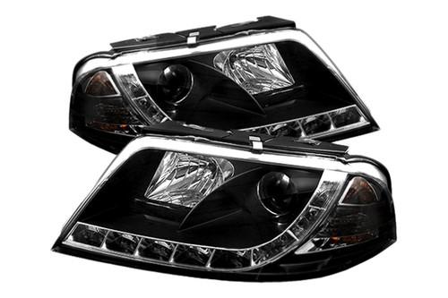 Spyder vp01drl black clear projector headlights head light w leds drl