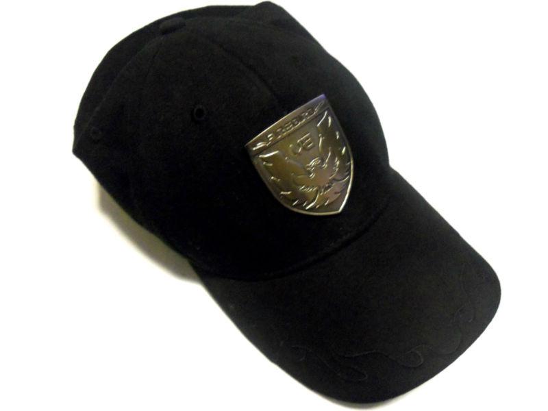 Black pontiac firebird v8 chrome logo ball cap  officially licensed 
