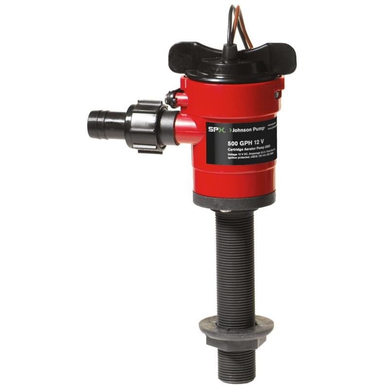 Johnson pump cartridge aerator 500 gph straight intake - 12v 28503