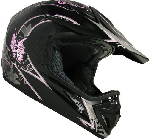 Adult black pink butterfly motocross dirt bike mx helmet ~s m l
