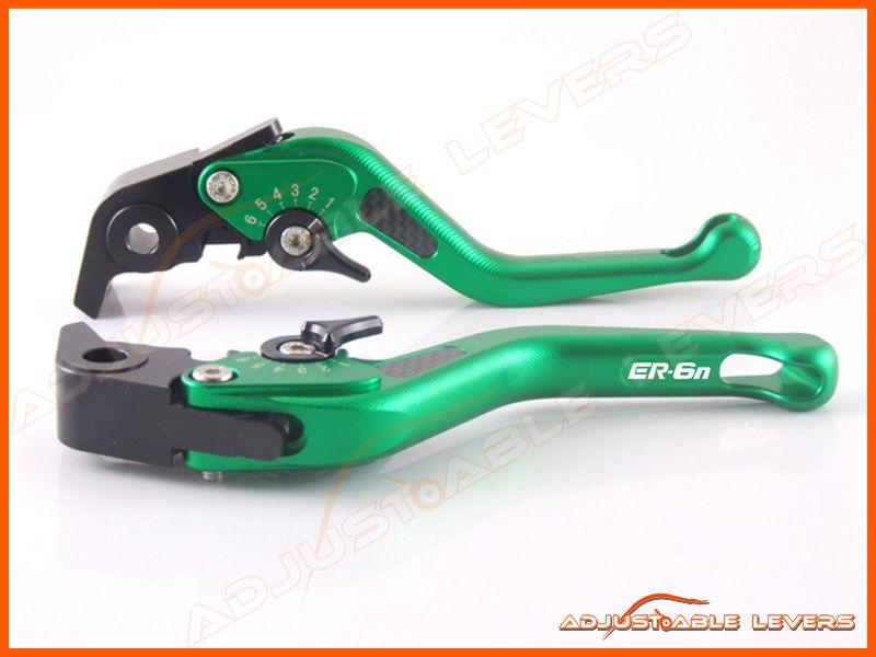 09-2013 kawasaki er-6n 3d short adjustable levers carbon fiber inlay er-6n logo