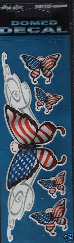 Lethal threat usa flag butterfly domed decal die cut 