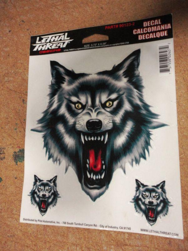 Lethal threat wolf head decal sticker 6 x 8 free shipping 