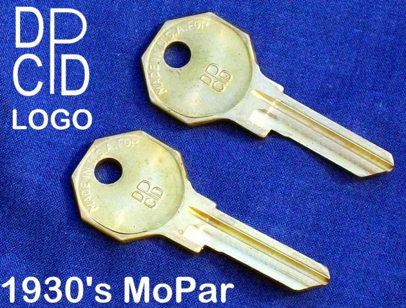 ✖2 dpcd logo brass key blanks for vintage mopar door ignition b&s 82594 / o1199a