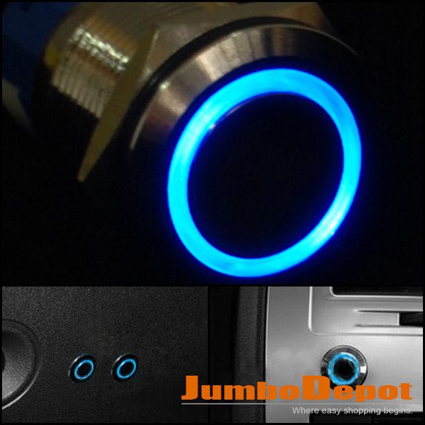 1p brand new blue led ultra flush light spdt on off push switch ring button 19mm