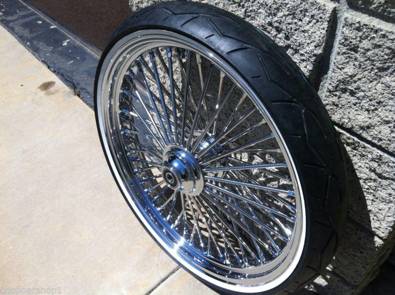 23" x 3.5"- 52 spoke mammoth flstn wheel w/vee rubber www 130/50-23" tire new