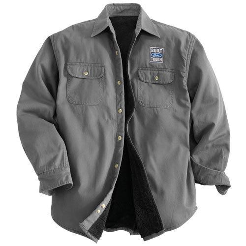 New bft built ford tough fleece lined size xxl grey double pocket twill shirt!