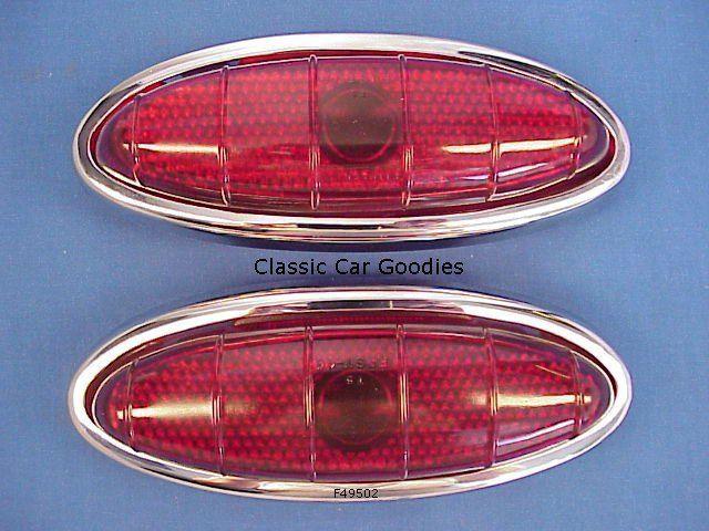1949-1950 ford tail lights (2) glass lenses! brand new!