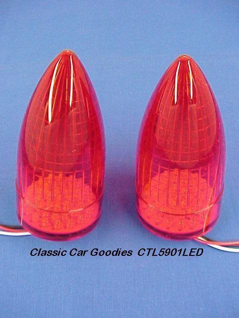 1959 cadillac tail lights (2) 40 red led red lens new!