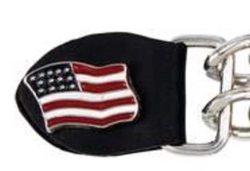 Leather motorcycle vest extender american flag usa  snap  double chrome chain