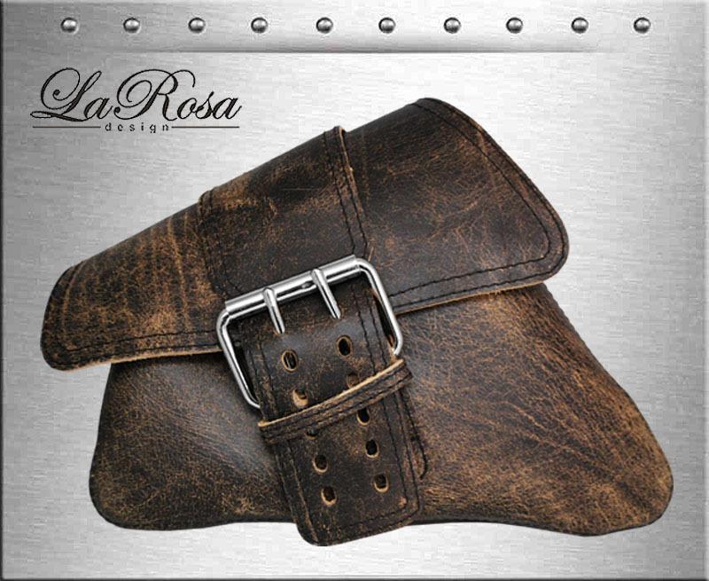 Larosa rustic brown leather solo strap harley sportster xl 883 48 left saddlebag