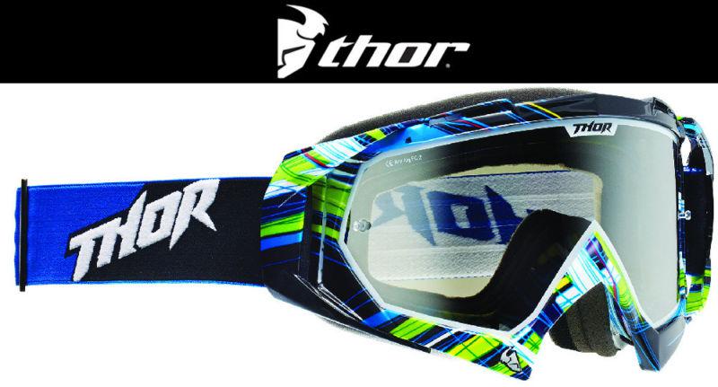 Thor hero wrap wired black blue dirt bike goggles motocross mx atv gogges google