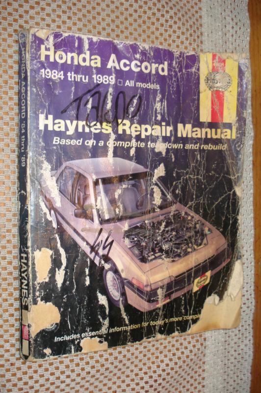 1984-1989 honda accord service manual shop book haynes repair 85 86 87 88