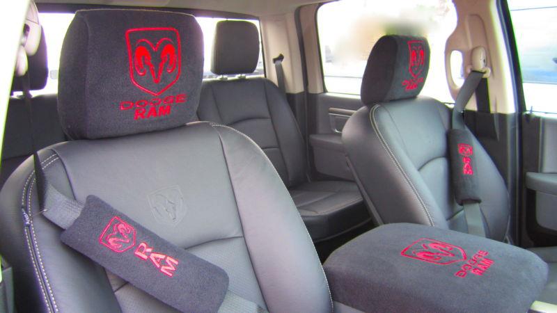 Center console, headrest & seat belt covers embroidered for dodge ram cc-9 