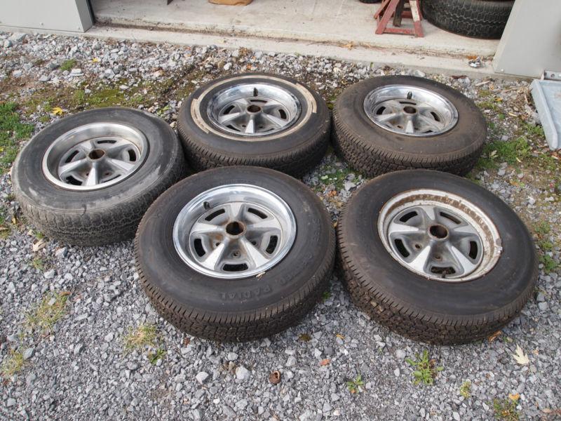  set of 5 matching 1970 pontiac rally ii jt code wheels with tires, gto,lemans