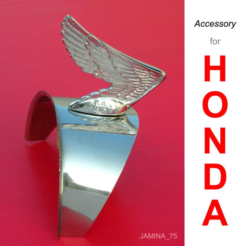 Honda s65 s110 cg110 cg125 headlight chrome cap visor wing logo emblem badge