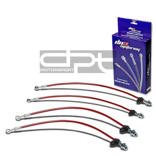Celica gt replacement front/rear stainless hose red pvc coated brake lines kit