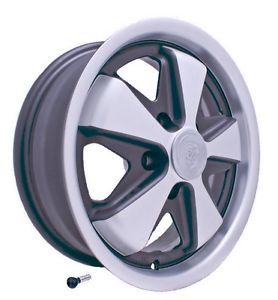 Fuch wheel matte silver/black ,w/free chrome valve stem, 911, 912