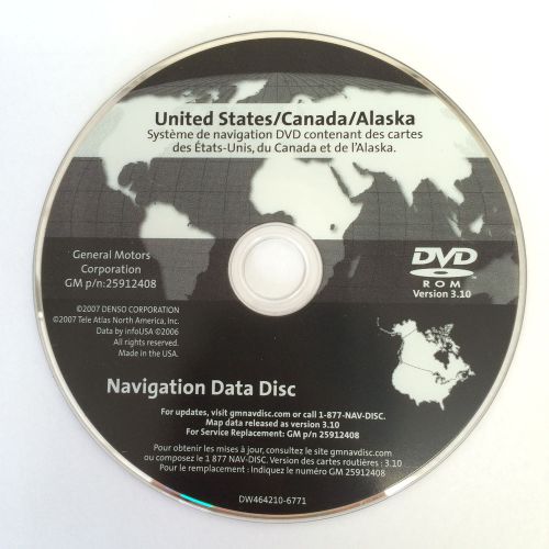2007 general motors (many models) navigation nav gps dvd 25912408 na disc v 3.10