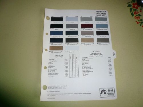 1986 lincoln mark  r-m color chip paint sample - vintage