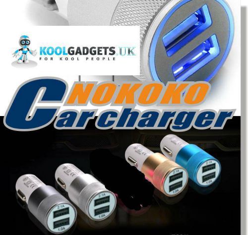 3.1a metal dual usb car charger universal charging for phones,tabs, in 4 colours
