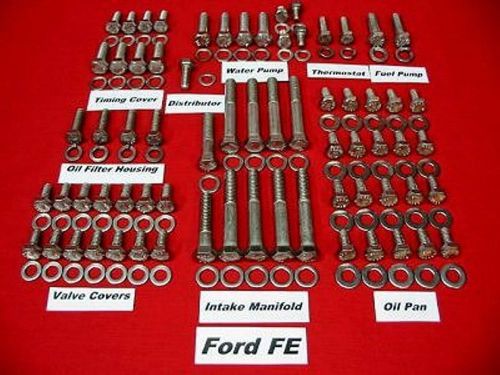 Ford fe 352 390 406 427 428 stainless steel engine hex bolt kit
