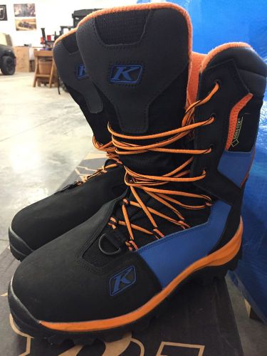 Size 10 mens klim adrenaline gtx winter snowmobile boots orange black blue
