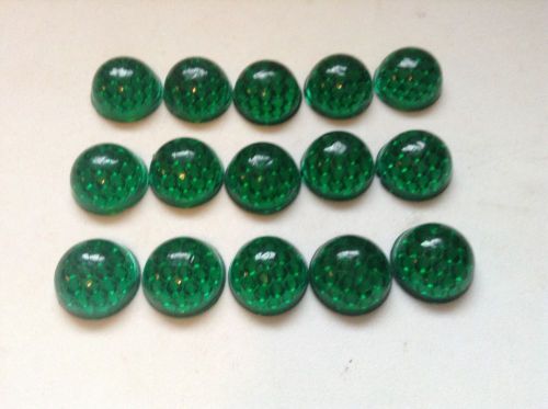 Vintage 15 lot green glass nos marble style reflectors 5/8&#034; license plate topper