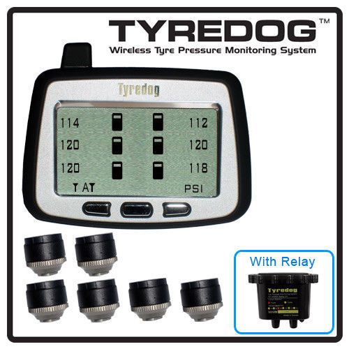 Tyredog tpms 6 wireless sensor tire pressure monitor rv, trucks free shipping