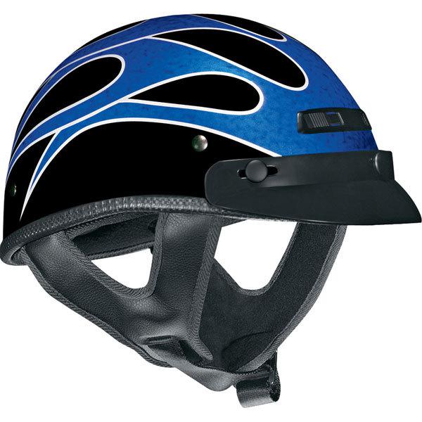 Xs bright blue/metallic silver vega xts flame half helmet