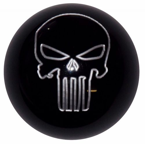 Black w/ silver punisher skull manual shift knob m12x1.75 thrd