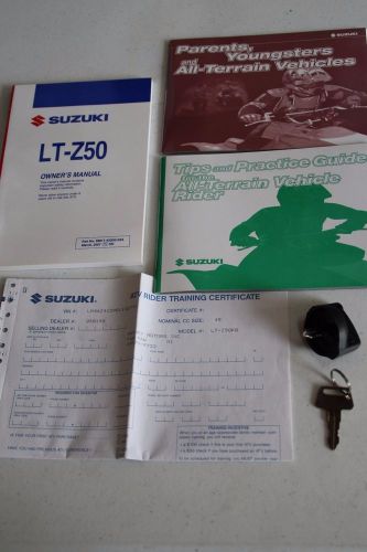 Suzuki owner owners manual guide 2007 lt-z50 lt z50 atv quadsport key ignition