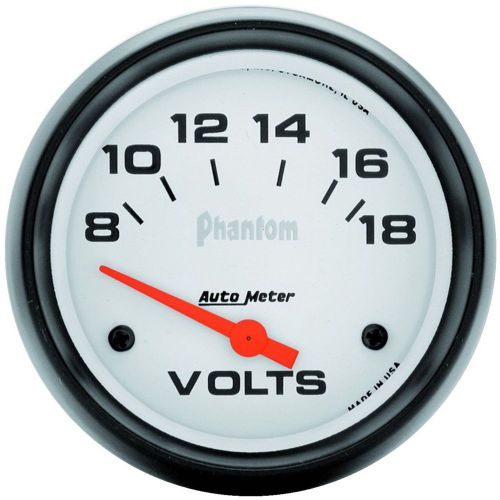 Autometer phantom electrical voltmeter gauge 2 5/8&#034; dia white face 5891