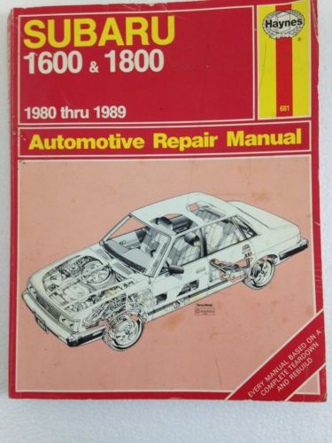 Hayne auto repair manual,  subaru 1600 &amp; 1800, 1980 - 1989