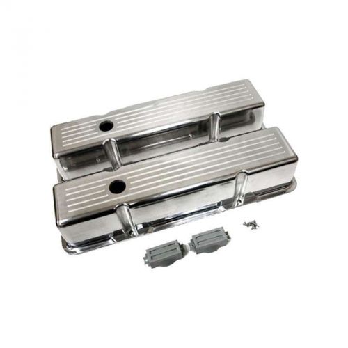 Polished aluminum chevy small block 283-400 tall valve covers, ball milled,
